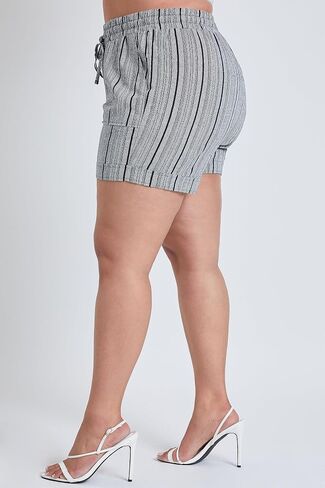 YMI Women's Plus Size Drawstring Waistband Linen Shorts in Saudi Arabia
