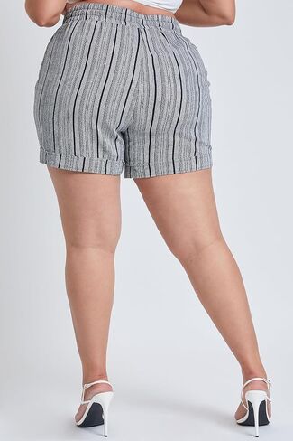 YMI Women's Plus Size Drawstring Waistband Linen Shorts in Saudi Arabia