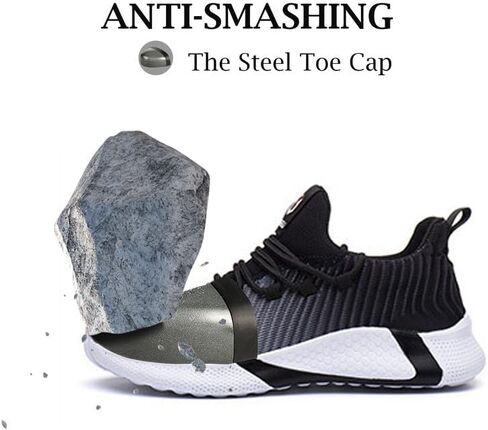 Baobeijiadao Steel Toe Shoes for Women Arch Support Non-Slip Comfortable Lightweight Work Safety Shoes Puncture Proof Slip Resistant in Kuwait