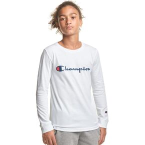 Champion Boy's Long-Sleeve Classic Signature Logo T-Shirt (Size: 8-20) in Saudi Arabia