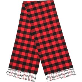 وشاح من الفلانيل منقوش باللونين الأحمر والأسود من BETTERLINE للنساء والرجال - وشاح شتوي دافئ ناعم - 67 بوصة × 13 بوصة in Kuwait