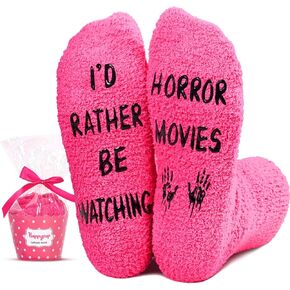 HAPPYPOP Funny Women Horror Movie Socks Women Socks, Novelty Horror Movie Gifts Scary Movie Gifts Movie Lover Dark Pink in Saudi Arabia