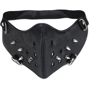 Genda 2Archer PU Leather Fashion Half Face Punk Cosplay Anti-Dust Rivet Mask