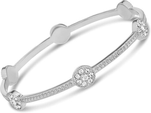 أساور SCIENZA Triplet Bangle للنساء - سوار كريستال فاخر للنساء مع 48 بلورة أوروبية - مجوهرات كريستال مبهرة للنساء - أساور كريستال للملابس غير الرسمية والرسمية in Kuwait
