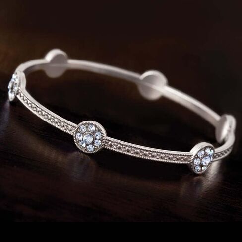 أساور SCIENZA Triplet Bangle للنساء - سوار كريستال فاخر للنساء مع 48 بلورة أوروبية - مجوهرات كريستال مبهرة للنساء - أساور كريستال للملابس غير الرسمية والرسمية in Kuwait