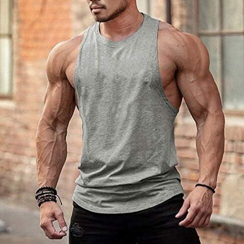 Gymleader Men's Gym Bodybuilding Stringer Muscle Training Cotton Blank Fitness Y-Back Tank Top Vest Sportwear in Saudi Arabia
