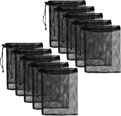 10 قطع من أكياس النايلون الشبكية مقاس 8 × 12 بوصة - حقيبة برباط - قفل سلكي - حقيبة غسيل رقيقة - حقيبة رياضية صغيرة، كرات جولف، ألعاب الشاطئ، مستحضرات التجميل، التنس، كرة السلة، كرة القدم. in Kuwait
