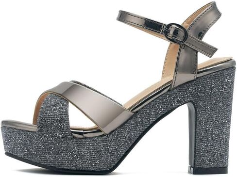 hingswink Womens Sparkly Platform Dress Sandals for Women Chunky Block Heel 3.8 Inch High Heels Open Toe with Strap for Women Comfortable Sexy Dressy Prom Wedding Party Evening Shoes in Saudi Arabia