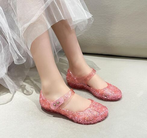 Pajeelo Frozen مستوحاة من Elsa Flats Mary Jane Dance Party Cosplay أحذية جيلي، صنادل عيد ميلاد الأميرة ملكة الثلج للفتيات الصغيرات، طفل صغير in Saudi Arabia