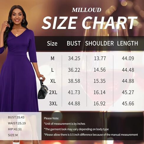 فستان كوكتيل أنيق للنساء من Milloud برقبة على شكل V وأكمام 3/4 على شكل حرف A سوينغ واسع لحفلات الزفاف وحفلات الضيوف فساتين متوسطة الطول in Saudi Arabia