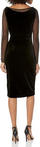 DKNY Women's Long Sleeve Mesh Velvet Combo Cowl Neck Dress in Saudi Arabia
