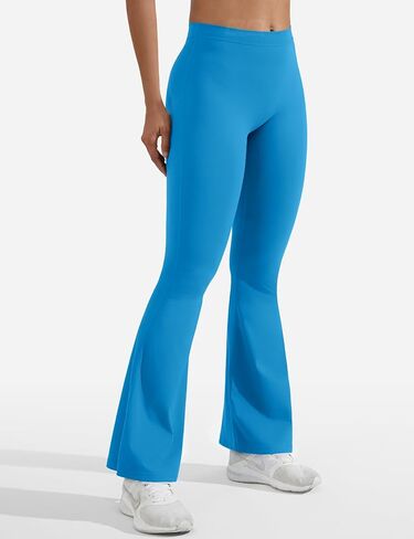 QOQ Womens Scrunch Flare Leggings V Back High Waisted Bootcut Yoga Pants Tummy Control Bell Bottom Leggings in Kuwait