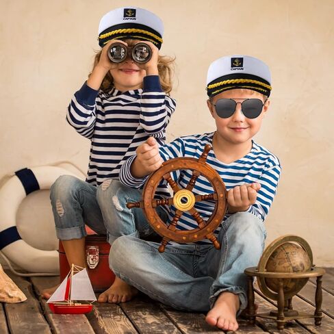 12 Pieces Yacht Captain Hat Sailor Ship Costume Set Captain's Yacht Sailors Hat Adjustable Sailor Ship Cap Polarized Sunglasses Lightweight Driving Sunglasses for Kids in Saudi Arabia