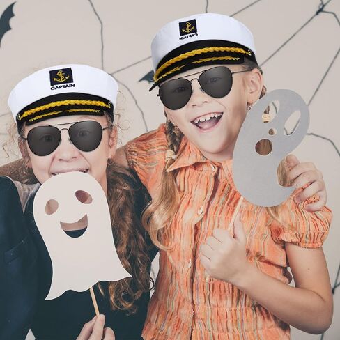 12 Pieces Yacht Captain Hat Sailor Ship Costume Set Captain's Yacht Sailors Hat Adjustable Sailor Ship Cap Polarized Sunglasses Lightweight Driving Sunglasses for Kids in Saudi Arabia
