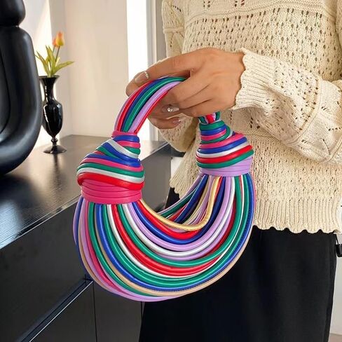 Women Fashion Hand-woven Evening Clutch Bag Creative Noodles Underarm Hobo Top Handle Satchel Handbag For Party Wedding in Saudi Arabia
