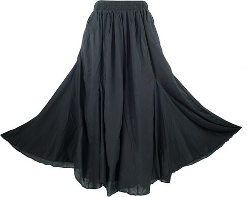 Beautybatik Women Cotton Boho Gypsy Long Maxi Godet Broomstick Flare Skirt Plus Size 1X 2X 3X in Saudi Arabia