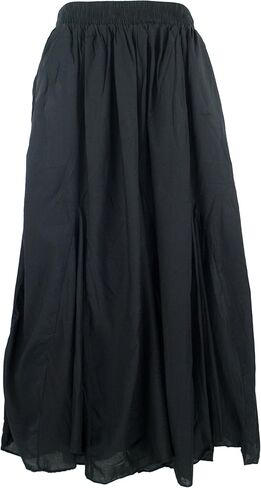 Beautybatik Women Cotton Boho Gypsy Long Maxi Godet Broomstick Flare Skirt Plus Size 1X 2X 3X in Saudi Arabia