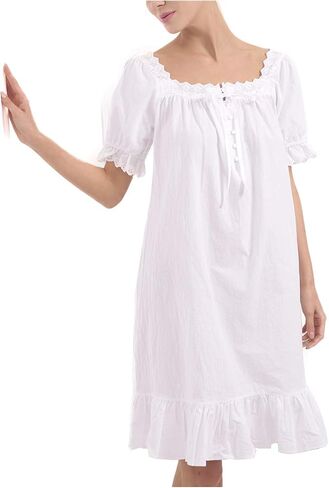 Sharebeauty Women's 100% Cotton Vintage Nightgown Retro Victorian Style in Saudi Arabia
