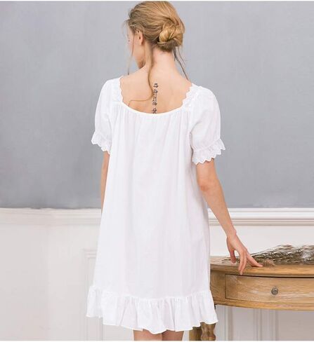 Sharebeauty Women's 100% Cotton Vintage Nightgown Retro Victorian Style in Saudi Arabia