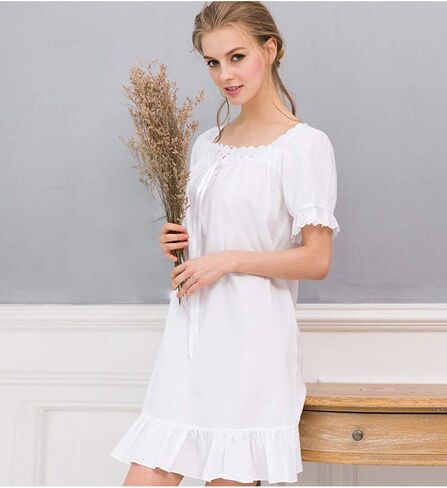 Sharebeauty Women's 100% Cotton Vintage Nightgown Retro Victorian Style in Saudi Arabia