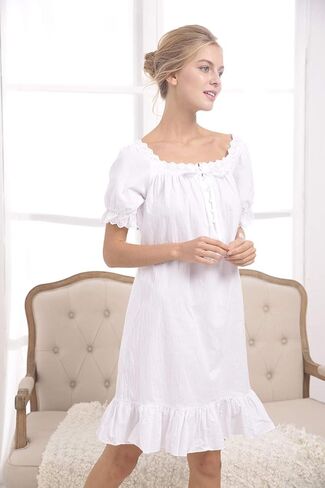 Sharebeauty Women's 100% Cotton Vintage Nightgown Retro Victorian Style in Saudi Arabia