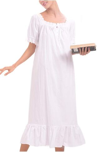 Sharebeauty Women's 100% Cotton Vintage Nightgown Retro Victorian Style in Saudi Arabia