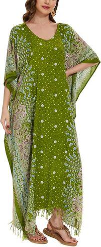 Beautybatik Boho Flora مطبوعة للنساء مقاس كبير قفطان كيمونو ملابس طويلة ماكسي فستان طويل XL إلى 4X in Saudi Arabia
