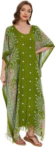 Beautybatik Boho Flora مطبوعة للنساء مقاس كبير قفطان كيمونو ملابس طويلة ماكسي فستان طويل XL إلى 4X in Saudi Arabia