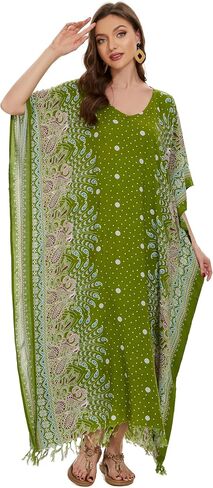 Beautybatik Boho Flora مطبوعة للنساء مقاس كبير قفطان كيمونو ملابس طويلة ماكسي فستان طويل XL إلى 4X in Saudi Arabia