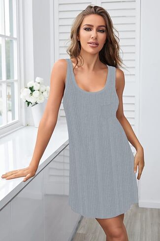 قمصان نوم بدون أكمام للنساء من ft FENTENG مكونة من قطعتين، فستان نوم ناعم بدون أكمام، قميص نوم مضلع in Kuwait