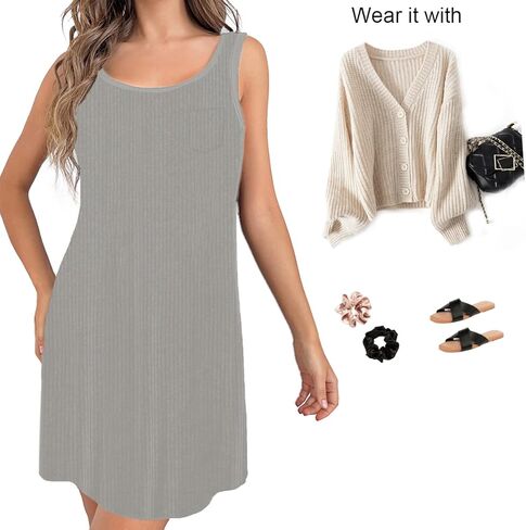 قمصان نوم بدون أكمام للنساء من ft FENTENG مكونة من قطعتين، فستان نوم ناعم بدون أكمام، قميص نوم مضلع in Kuwait