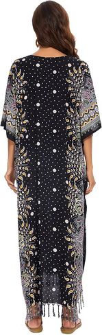 Beautybatik Boho Flora Printed Women Plus Size Kaftan Kimono Loungewear Maxi Long Dress XL to 4X in Kuwait
