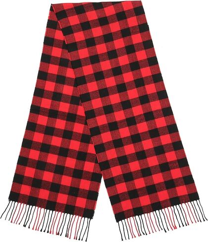 وشاح من الفلانيل منقوش باللونين الأحمر والأسود من BETTERLINE للنساء والرجال - وشاح شتوي دافئ ناعم - 67 بوصة × 13 بوصة in Kuwait
