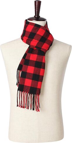 وشاح من الفلانيل منقوش باللونين الأحمر والأسود من BETTERLINE للنساء والرجال - وشاح شتوي دافئ ناعم - 67 بوصة × 13 بوصة in Kuwait