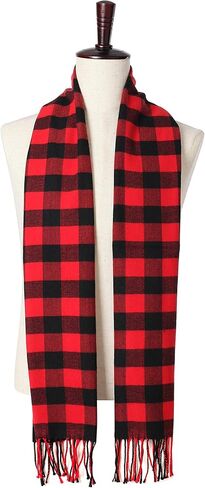 وشاح من الفلانيل منقوش باللونين الأحمر والأسود من BETTERLINE للنساء والرجال - وشاح شتوي دافئ ناعم - 67 بوصة × 13 بوصة in Kuwait
