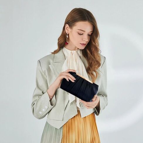 WESNDNE Clutch Purse for Women,Evening Clutches for Wedding, Detachable Chain Strap Pleated Crossbody Shoulder Handbag in Kuwait