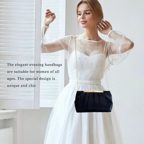WESNDNE Clutch Purse for Women,Evening Clutches for Wedding, Detachable Chain Strap Pleated Crossbody Shoulder Handbag in Kuwait