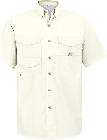 Alimens & Gentle Short Sleeve Fishing Shirt Wicking Fabric Sun Protection Casual Button Down Shirts in Kuwait