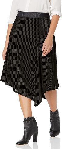 DKNY Women's Logo Waistband Asymmetrical Velvet Sportswear Skirt in Saudi Arabia