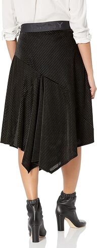 DKNY Women's Logo Waistband Asymmetrical Velvet Sportswear Skirt in Saudi Arabia