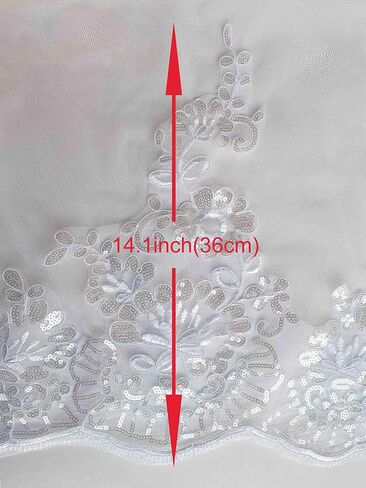 AMAJIERUIZE Womens Wedding Bridal Veil 3 Metres Long 1 Tier Cathedral Sequin Lace White With Metal Comb in Saudi Arabia