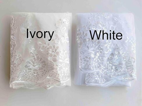AMAJIERUIZE Womens Wedding Bridal Veil 3 Metres Long 1 Tier Cathedral Sequin Lace White With Metal Comb in Saudi Arabia