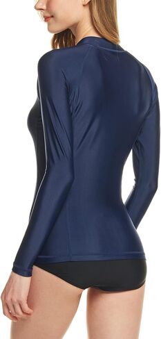 ATHLIO Women's Full Zip Front Rash Guard, UPF 50+ Long Sleeve Swim Shirts, UV/SPF Sunscreen Wetsuit Swimsuit Top in Kuwait