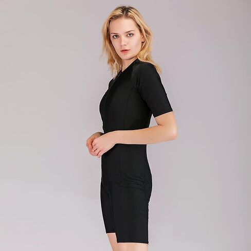 ملابس سباحة نسائية من Rashguard مُزينة بنقشة الزهور وسحاب وأكمام طويلة/أكمام قصيرة، بدلة سباحة وقميص Boyleg لركوب الأمواج in Kuwait