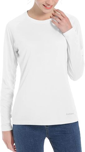 Women's UPF 50+ Sun Protection UV Shirts - Long Sleeve Outdoor Hiking Fishing Swim SPF Rash Guard T-Shirt with Thumbhole in Saudi Arabia