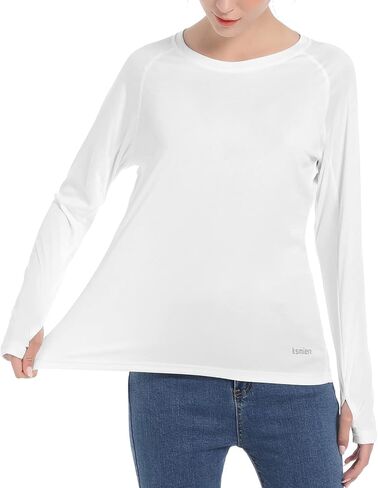 Women's UPF 50+ Sun Protection UV Shirts - Long Sleeve Outdoor Hiking Fishing Swim SPF Rash Guard T-Shirt with Thumbhole in Saudi Arabia