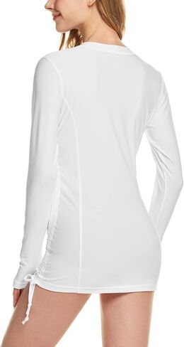 ATHLIO Women's Half-Zip Front Rash Guard, UPF 50+ Side Adjustable Long Sleeve Swim Shirts, UV/Sun Protection Swimsuit Top in Kuwait