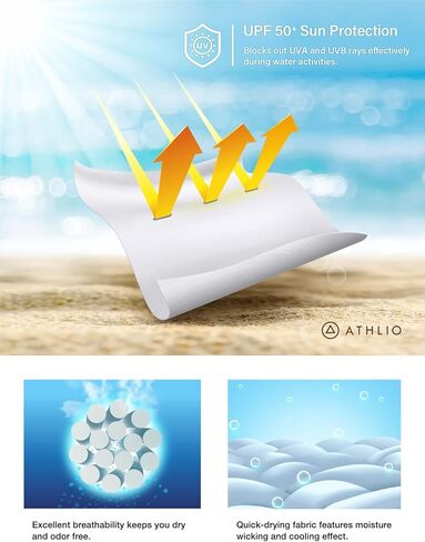 ATHLIO Women's Half-Zip Front Rash Guard, UPF 50+ Side Adjustable Long Sleeve Swim Shirts, UV/Sun Protection Swimsuit Top in Kuwait