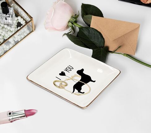 طبق صينية من السيراميك من WODMIS Dachshund I Love You، طبق مجوهرات Dachshund Wiener Dog Mom، طبق مجوهرات، طبق حلقة للكلب Dachshund، هدايا عيد الحب للأمهات في عيد الميلاد للنساء والأم للكلب in Saudi Arabia