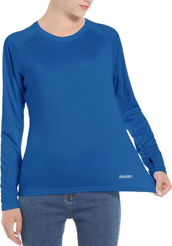 Women's UPF 50+ Sun Protection UV Shirts - Long Sleeve Outdoor Hiking Fishing Swim SPF Rash Guard T-Shirt with Thumbhole in Saudi Arabia